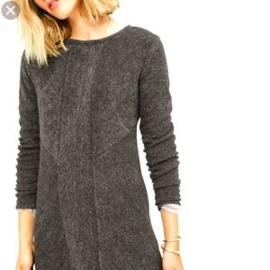 Lou & Grey Ribbed Paneled Soft Back Zip Sweater Dress Gray XS